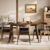 Christopher Knight Home 5-Piece Dining Set, 59 inch Dining Table with 4 Chairs, Faux Leather Upholstery Kitchen Chair, Rubberwood Kitchen Set, Farmhouse Dining Furniture, Walnut+Black(Walnut+black)