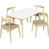 Christopher Knight Home 5-Piece Dining Set, 59 inch Dining Table with 4 Chairs, Faux Leather Upholstery Kitchen Chair, Rubberwood Kitchen Set, Farmhouse Dining Furniture, Walnut+Black(Natural+light Gray)