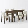 Christopher Knight Home 7 Piece Oval Dining Table Set for 6 Solid Wood Farmhouse Dining Set 71 Inch Kitchen Table with 6 Upholstered Chairs Rustic Modern Dining Room Set Walnut Beige
