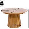 Christopher Knight Home Bami 47″-78″ Extendable Dining Room Table for 4-8 People, Oval Wooden Expandable Kitchen Table with Pedestal Base, Vintage Dinner Table for Dining Room/Kitchen, Brown(Natural)