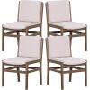 Christopher Knight Home Dash Rubber Wood Dining Chairs Set of 4, Modern Upholstered Dining Chairs, Armless Kitchen Chairs, Dining Room Living Room Accent Chair for Extra Seat, Light Natural+Beige(Walnut+beige)