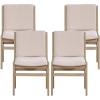 Christopher Knight Home Dash Rubber Wood Dining Chairs Set of 4, Modern Upholstered Dining Chairs, Armless Kitchen Chairs, Dining Room Living Room Accent Chair for Extra Seat, Light Natural+Beige(Light Natural+beige)