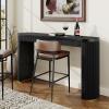 Christopher Knight Home Dory 64” Long Oval Kitchen Bar Table for Home Kitchen/Dining Room, Sturdy Wooden Counter Height Pub Table with Double Pedestal Base, Modern Console Table, Walnut(Black)