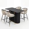 Christopher Knight Home Elle 5 Piece Bar Table And Chairs Set For 4, Modern Counter Height Table And Chairs Set For Kitchen/Dining Room, Boucle Upholstered Counter Stools with Metal Frame, Black+Beige(Black+almond)