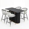 Christopher Knight Home Elle 5 Piece Bar Table And Chairs Set For 4, Modern Counter Height Table And Chairs Set For Kitchen/Dining Room, Boucle Upholstered Counter Stools with Metal Frame, Black+Beige(Black+beige)