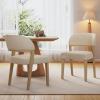 Christopher Knight Home Hanie Modern Upholstered Dining Chair Set of 2, Curved Backrest Kitchen Side Chair, Wooden Armless Dining Room Chair, Extra Seat for Living Room, Walnut+Beige(Natural+beige N)