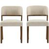Christopher Knight Home Hanie Modern Upholstered Dining Chair Set of 2, Curved Backrest Kitchen Side Chair, Wooden Armless Dining Room Chair, Extra Seat for Living Room, Walnut+Beige(Walnut+beige)
