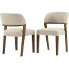 Christopher Knight Home Hanie Modern Upholstered Dining Chair Set of 2, Curved Backrest Kitchen Side Chair, Wooden Armless Dining Room Chair, Extra Seat for Living Room, Walnut+Beige(Walnut+beige)