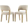 Christopher Knight Home Hanie Modern Upholstered Dining Chair Set of 2, Curved Backrest Kitchen Side Chair, Wooden Armless Dining Room Chair, Extra Seat for Living Room, Walnut+Beige(Natural+beige)