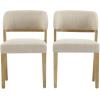 Christopher Knight Home Hanie Modern Upholstered Dining Chair Set of 2, Curved Backrest Kitchen Side Chair, Wooden Armless Dining Room Chair, Extra Seat for Living Room, Walnut+Beige(Natural+beige)