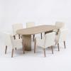 Christopher Knight Home Inmax Modern Dining Table Set for 6, Oval Kitchen Table and Dining Chairs Set of 6, Rubberwood Dining Room Table Set for 6, Light Beige+Light Ash(Light Beige+light Ash)