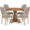 Christopher Knight Home Logy Extendable Dining Table Set for 4, Expandable Kitchen Table and Dining Chairs Set of 4, Rubberwood Dining Room Table Set for 4, Dark Gray+Natural(Black+natural)