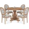 Christopher Knight Home Logy Extendable Dining Table Set for 4, Expandable Kitchen Table and Dining Chairs Set of 4, Rubberwood Dining Room Table Set for 4, Dark Gray+Natural(Blue Plaid+natural)