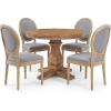 Christopher Knight Home Logy Extendable Dining Table Set for 4, Expandable Kitchen Table and Dining Chairs Set of 4, Rubberwood Dining Room Table Set for 4, Dark Gray+Natural(Light Gray+natural)