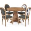 Christopher Knight Home Logy Extendable Dining Table Set for 4, Expandable Kitchen Table and Dining Chairs Set of 4, Rubberwood Dining Room Table Set for 4, Dark Gray+Natural(Dark Gray+natural)