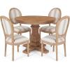 Christopher Knight Home Logy Extendable Dining Table Set for 4, Expandable Kitchen Table and Dining Chairs Set of 4, Rubberwood Dining Room Table Set for 4, Dark Gray+Natural(Grey Vertical+natural)