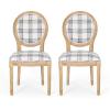 Christopher Knight Home Logy Extendable Dining Table Set for 4, Expandable Kitchen Table and Dining Chairs Set of 4, Rubberwood Dining Room Table Set for 4, Dark Gray+Natural(Blue Plaid+natural)