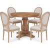 Christopher Knight Home Logy Extendable Dining Table Set for 4, Expandable Kitchen Table and Dining Chairs Set of 4, Rubberwood Dining Room Table Set for 4, Dark Gray+Natural(Beige+natural)