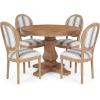 Christopher Knight Home Logy Extendable Dining Table Set for 4, Expandable Kitchen Table and Dining Chairs Set of 4, Rubberwood Dining Room Table Set for 4, Dark Gray+Natural(Blue Vertical+natural)