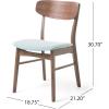 Christopher Knight Home Lucious Fabric / Walnut Finish Dining Chairs, 2-Pcs Set, Mint