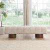 Christopher Knight Home Manila 64″ Boucle Dining Bench, Upholstered Ottoman Bench, Rectangular Dining Seat, Spacious Seating, Long Footstool for Living Room Dining Room, No Assembly Needed, Green(Beige)