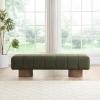 Christopher Knight Home Manila 64″ Boucle Dining Bench, Upholstered Ottoman Bench, Rectangular Dining Seat, Spacious Seating, Long Footstool for Living Room Dining Room, No Assembly Needed, Green(Green N)
