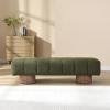 Christopher Knight Home Manila 64″ Boucle Dining Bench, Upholstered Ottoman Bench, Rectangular Dining Seat, Spacious Seating, Long Footstool for Living Room Dining Room, No Assembly Needed, Green(Green)