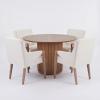 Christopher Knight Home Mary 5 Piece Dining Table Set for 4, Wooden Dining Set with Pedestal Round Table and Upholstered Arm Chairs, Modern Kitchen and Dining Room Furniture, Beige+Light Ash+Natural(Beige+light Ash+natural)