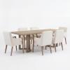 Christopher Knight Home Maya 7 Piece Dining Table Set For 6, Wooden Table With U-shaped Trestle Base And Upholstered Arm Chairs, Modern Dining Set For Kitchen And Dining Room Furniture,Beige+Light Ash