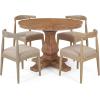 Christopher Knight Home Mika Extendable Dining Table Set for 4, Expandable Kitchen Table and Dining Chairs Set of 4, Rubberwood Dining Room Table Set for 4, Ivory+Natural(Light Brown+natural)