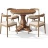 Christopher Knight Home Mika Extendable Dining Table Set for 4, Expandable Kitchen Table and Dining Chairs Set of 4, Rubberwood Dining Room Table Set for 4, Ivory+Natural(Ivory+natural)