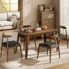 Christopher Knight Home 5-Piece Dining Set, 59 inch Dining Table with 4 Chairs, Faux Leather Upholstery Kitchen Chair, Rubberwood Kitchen Set, Farmhouse Dining Furniture, Walnut+Black(Walnut+black)
