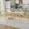 Christopher Knight Home 5-Piece Dining Set, 59 inch Dining Table with 4 Chairs, Faux Leather Upholstery Kitchen Chair, Rubberwood Kitchen Set, Farmhouse Dining Furniture, Walnut+Black(Natural+light Gray)