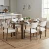 Christopher Knight Home 7 Piece Oval Dining Table Set for 6 Solid Wood Farmhouse Dining Set 71 Inch Kitchen Table with 6 Upholstered Chairs Rustic Modern Dining Room Set Walnut Beige