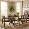 Christopher Knight Home Hiro Modern Dining Table Set for 4, Kitchen Table and Dining Chairs Set of 4, Solid Wood Dining Room Table Set for 4, Beige+Natural(Khaki+walnut)