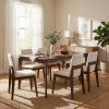 Christopher Knight Home Luci Modern Dining Table Set for 6, Kitchen Table with Dining Chairs Set of 6, Solid Wood Dining Room Table Set for 6, Beige+Walnut(Beige+walnut)