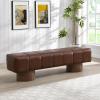 Christopher Knight Home Manila 64″ Boucle Dining Bench, Upholstered Ottoman Bench, Rectangular Dining Seat, Spacious Seating, Long Footstool for Living Room Dining Room, No Assembly Needed, Green(Brown)