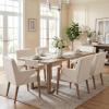 Christopher Knight Home Maya 7 Piece Dining Table Set For 6, Wooden Table With U-shaped Trestle Base And Upholstered Arm Chairs, Modern Dining Set For Kitchen And Dining Room Furniture,Beige+Light Ash