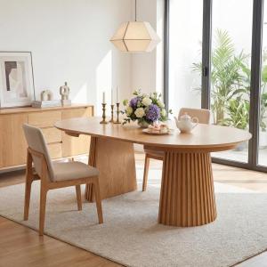 Christopher Knight Home Bami 47″-78″ Extendable Dining Room Table for 4-8 People, Oval Wooden Expandable Kitchen Table with Pedestal Base, Vintage Dinner Table for Dining Room/Kitchen, Brown(Natural)