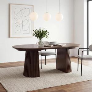 Christopher Knight Home Bami 47″-78″ Extendable Dining Room Table for 4-8 People, Oval Wooden Expandable Kitchen Table with Pedestal Base, Vintage Dinner Table for Dining Room/Kitchen, Brown(Brown)