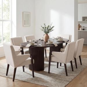 Christopher Knight Home Inmax Modern Dining Table Set for 6, Oval Kitchen Table and Dining Chairs Set of 6, Rubberwood Dining Room Table Set for 6, Light Beige+Light Ash(Beige+espresso)