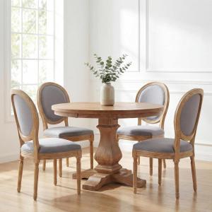 Christopher Knight Home Logy Extendable Dining Table Set for 4, Expandable Kitchen Table and Dining Chairs Set of 4, Rubberwood Dining Room Table Set for 4, Dark Gray+Natural(Light Gray+natural)