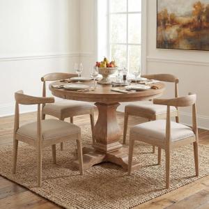 Christopher Knight Home Mika Extendable Dining Table Set for 4, Expandable Kitchen Table and Dining Chairs Set of 4, Rubberwood Dining Room Table Set for 4, Ivory+Natural(Light Brown+natural)