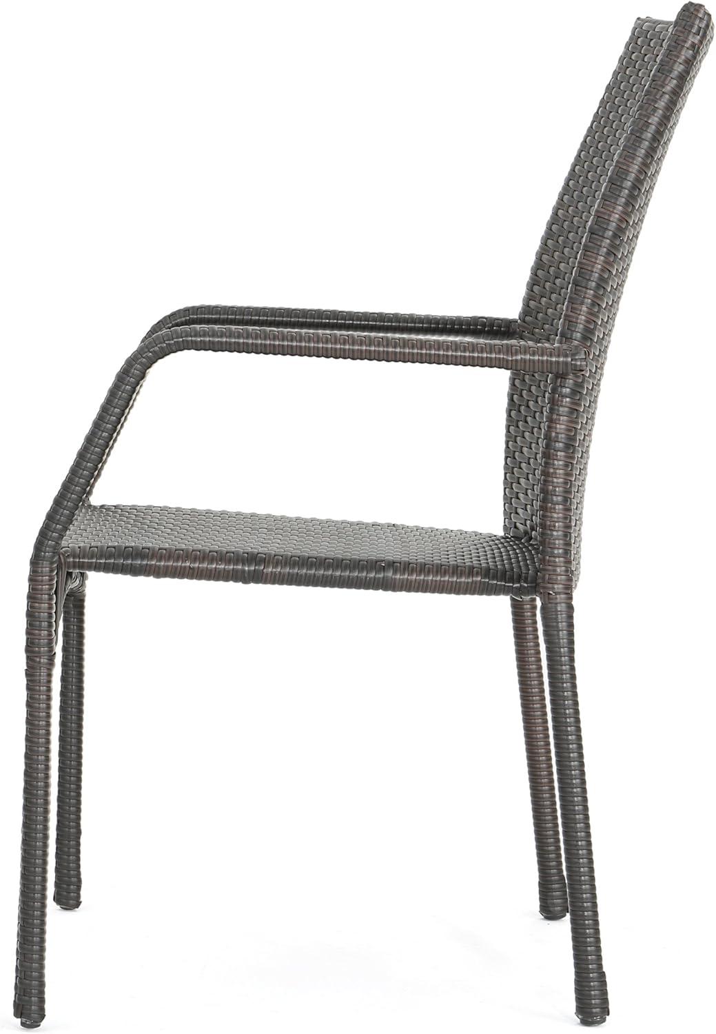image:imageChristopher Knight Home Landry Outdoor Wicker Chat Set with Stacking Chairs and Hourglass Side Table 3Pcs Set Multibrown
