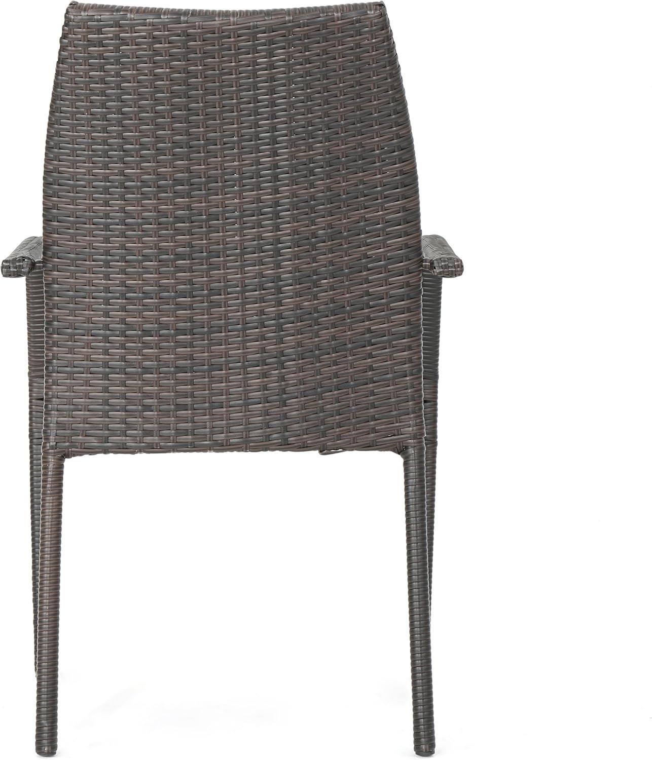 image:imageChristopher Knight Home Landry Outdoor Wicker Chat Set with Stacking Chairs and Hourglass Side Table 3Pcs Set Multibrown