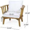 Christopher Knight Home Helena Outdoor Wooden Chat Set with Round Coffee Table, White and Teak Finish