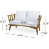 Christopher Knight Home Helena Outdoor Wooden Chat Set with Round Coffee Table, White and Teak Finish