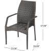 Christopher Knight Home Landry Outdoor Wicker Chat Set with Stacking Chairs and Hourglass Side Table, 3-Pcs Set, Multibrown
