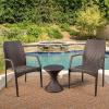 Christopher Knight Home Landry Outdoor Wicker Chat Set with Stacking Chairs and Hourglass Side Table, 3-Pcs Set, Multibrown