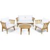 Christopher Knight Home Helena Outdoor Wooden Chat Set with Round Coffee Table, White and Teak Finish